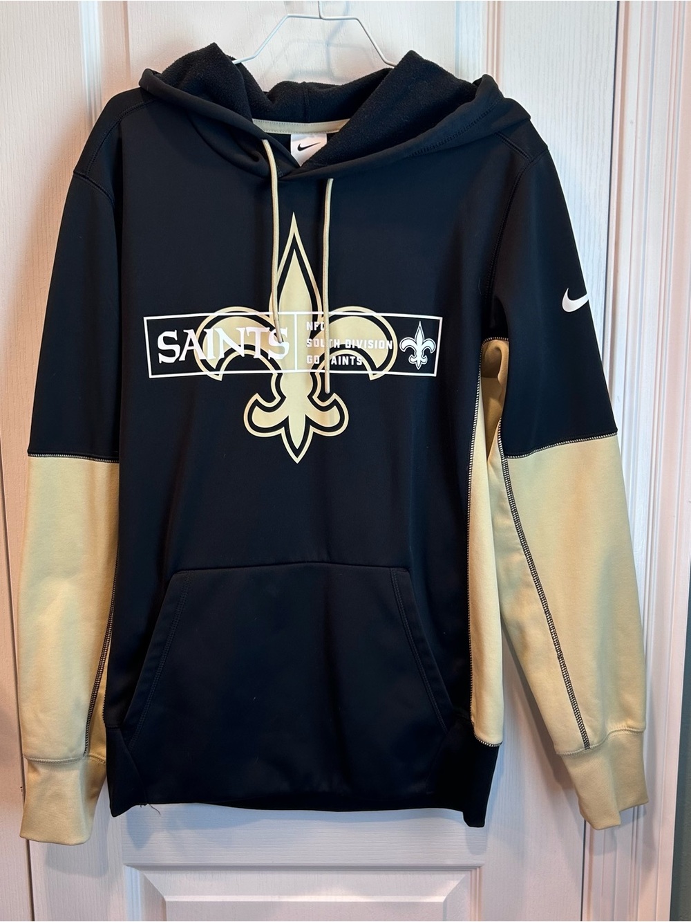 Nike NFL New Orleans Saints Black & Gold Colorblock Pullover Hoodie Size Small